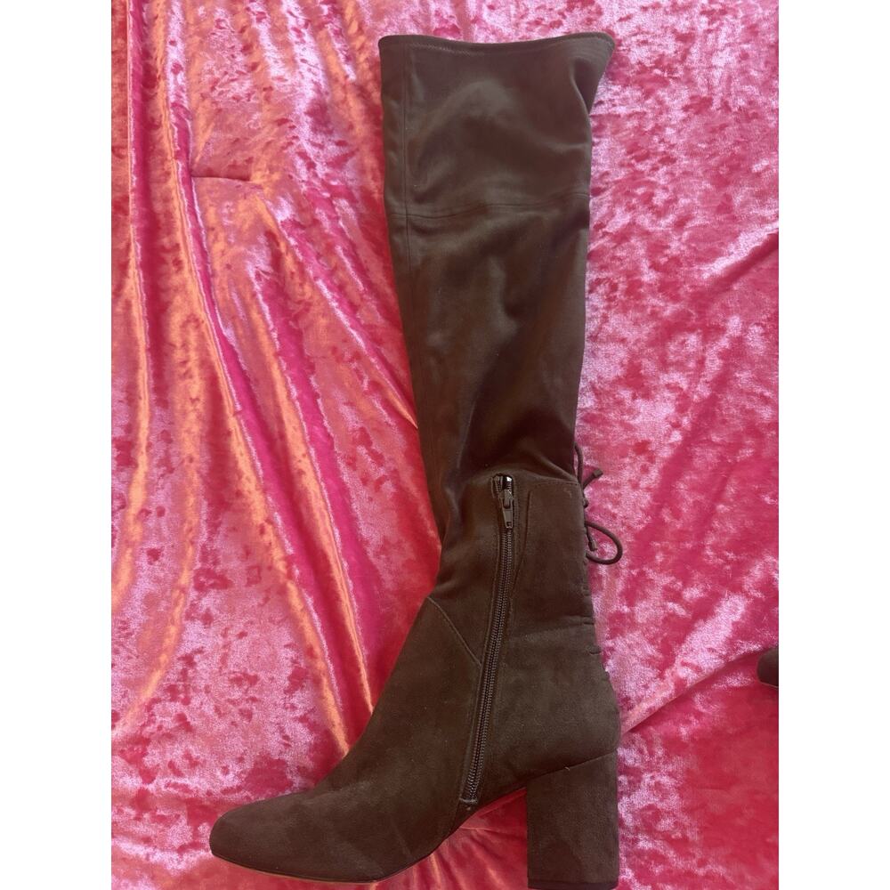 Aldo Over-the-knee Boots Block Heel Forest Green Lace Up Women's US 8 - Picture 7 of 9